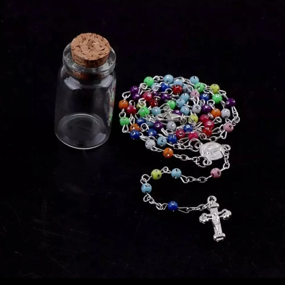 Children’s Holy rosary, Multicolored 4mm beads with silver chain accents